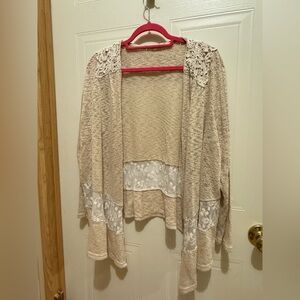 Indigo Soul Sz XL Beige/Lace Cardigan/Shrug VGUC 😊😊